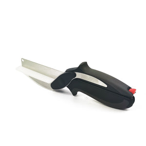 Clever Cutter 2-in-1 Stainless Steel Kitchen Scissors Cutte &Knife Potato Cheese Vegetable Cut