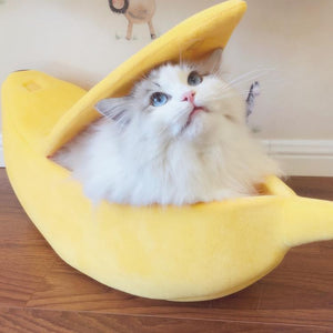 Banana Cat Bed House Cozy Cute Puppy Cushion Kennel Warm Portable Pet Basket