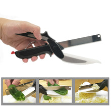 Load image into Gallery viewer, Clever Cutter 2-in-1 Stainless Steel Kitchen Scissors Cutte &amp;Knife Potato Cheese Vegetable Cut