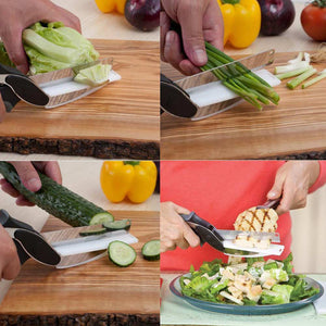 Clever Cutter 2-in-1 Stainless Steel Kitchen Scissors Cutte &Knife Potato Cheese Vegetable Cut