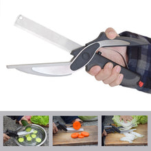 Load image into Gallery viewer, Clever Cutter 2-in-1 Stainless Steel Kitchen Scissors Cutte &amp;Knife Potato Cheese Vegetable Cut