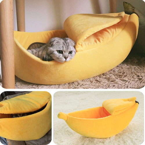 Banana Cat Bed House Cozy Cute Puppy Cushion Kennel Warm Portable Pet Basket